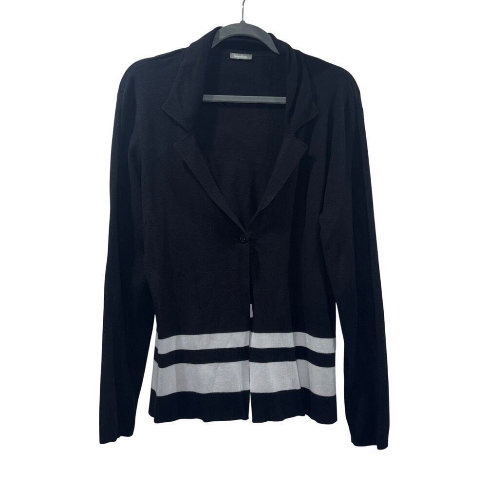 Neiman Marcus Black & White Striped Hem Cardigan – Size M/L